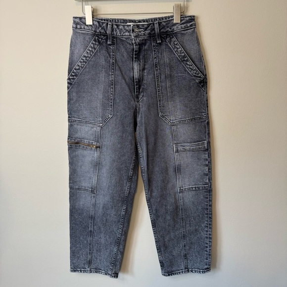 MOTHER SUPERIOR The Private Zip Pocket High Rise Cropped Wide Leg Jeans Size 28 - Picture 4 of 11